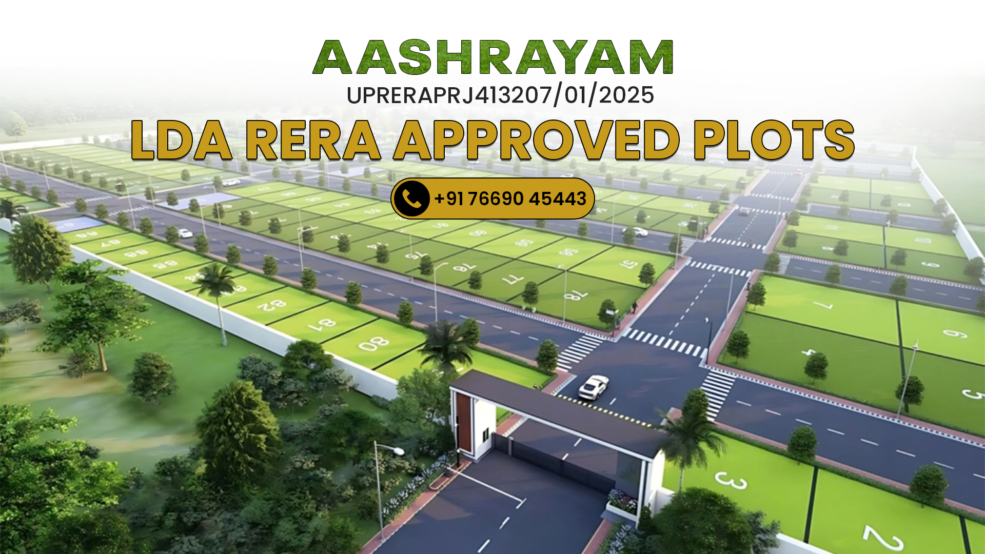 Aashrayam Plots in Lucknow offering residential plots with premium amenities, lush greenery, and a peaceful living environment.